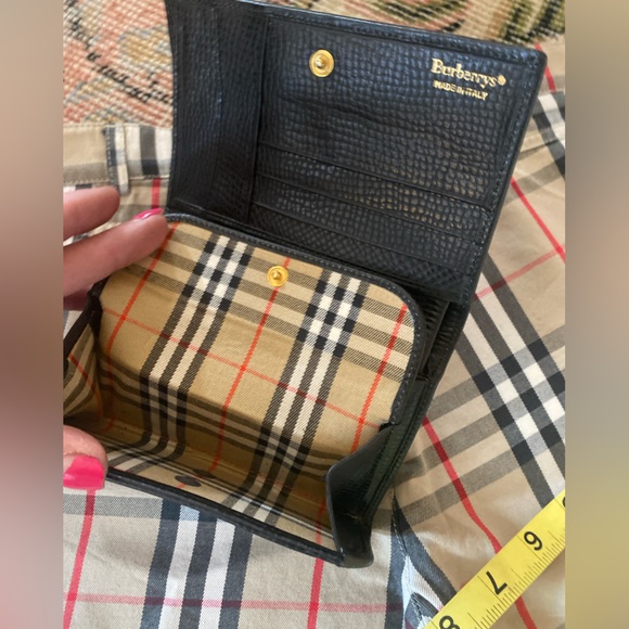 NEW🔥BURBERRY Vintage NOVA CHECK/LOGO Full Grain Leather🔥Bifold🖤w/Slots & coin - Picture 6 of 15